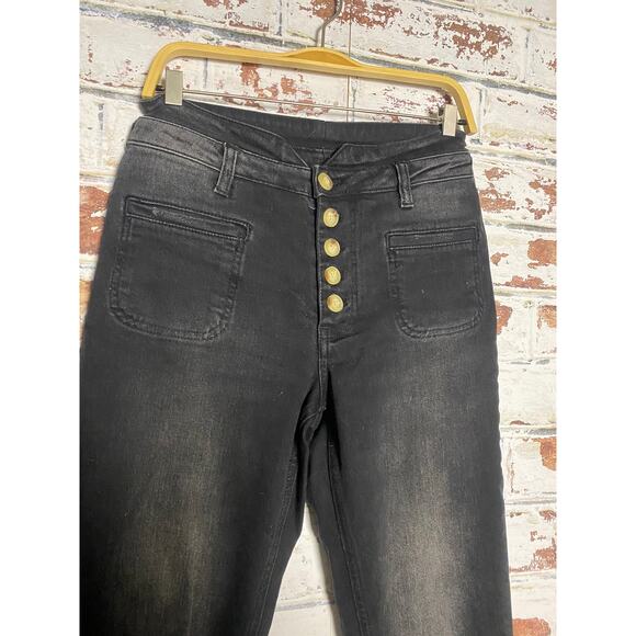 Anthropologie Pilcro and Letterpress High Rise Button Cotton Skinny Black Jeans - Picture 3 of 8